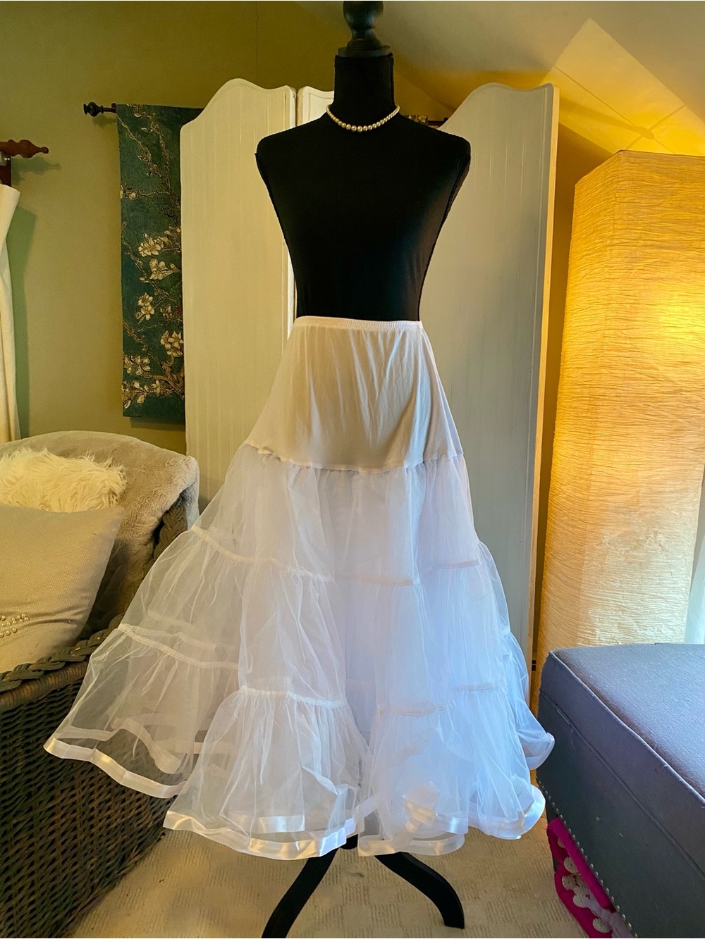White Tiered Tulle Petticoat Skirt